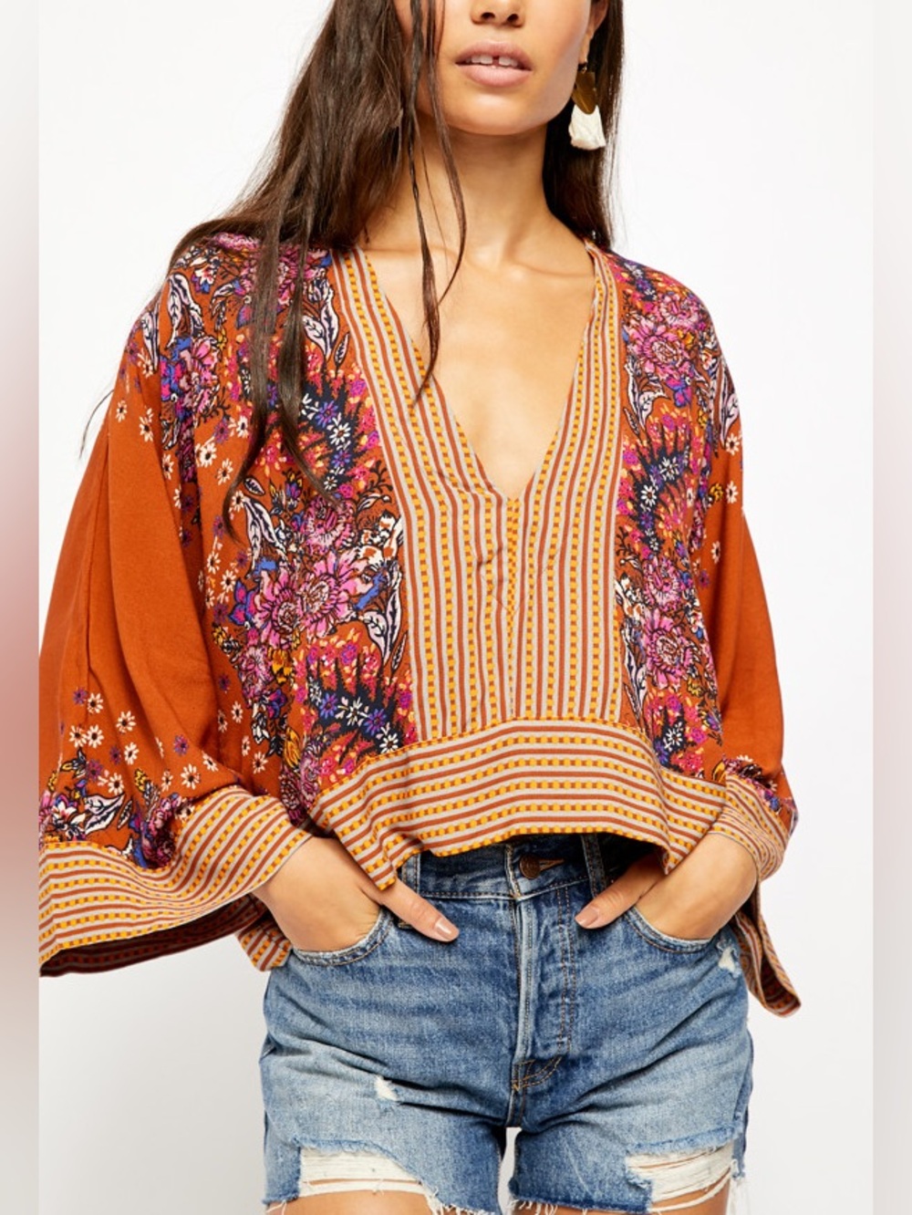 FREE PEOPLE SZ MD Mix and Match Blouse